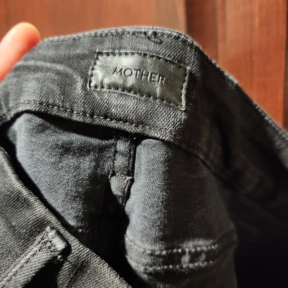 MOTHER The Looker Ankle Fray Black Distressed Denim Skinny Jeans Size 27 - Picture 14 of 15
